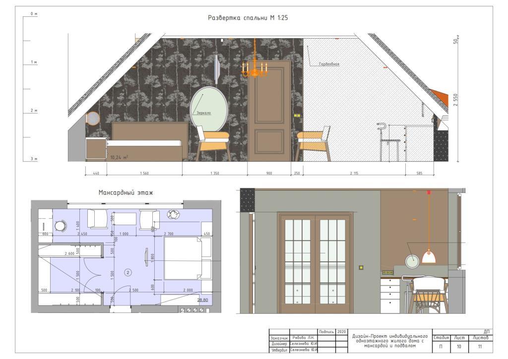 11. Развертки спальни. М 1:25